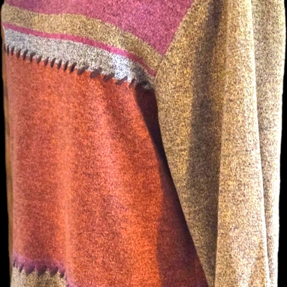 First Issue Women’s XL Pullover Sweater Metallic Colorblock Rust Plum Taupe - Picture 9 of 13